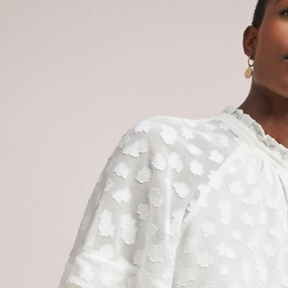 NEW! Feather Bone ANTHROPOLOGIE 'Chalet' Blouse in WHITE (S) - Picture 6 of 9